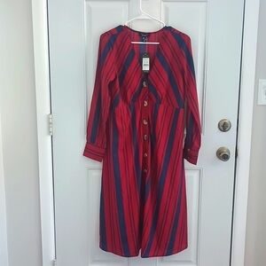 NWT New Look Maternity lightweight button down striped dress size 4